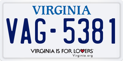 VA license plate VAG5381
