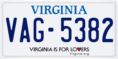 VA license plate VAG5382