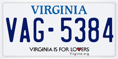 VA license plate VAG5384