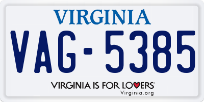 VA license plate VAG5385