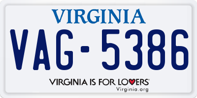 VA license plate VAG5386