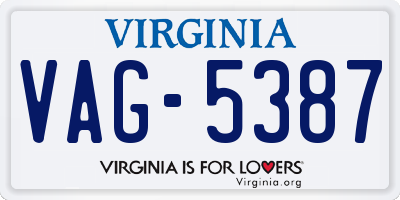 VA license plate VAG5387