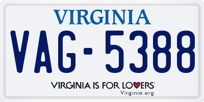 VA license plate VAG5388