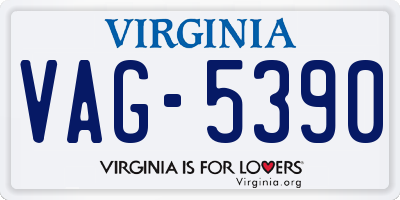 VA license plate VAG5390