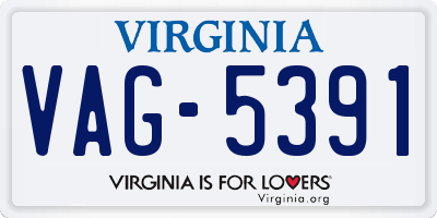 VA license plate VAG5391