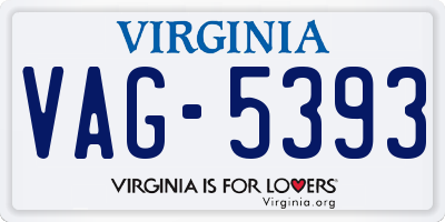 VA license plate VAG5393