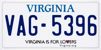 VA license plate VAG5396
