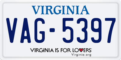 VA license plate VAG5397