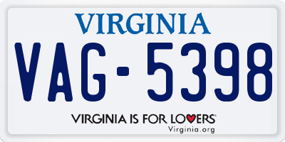 VA license plate VAG5398