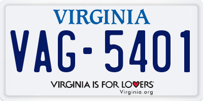 VA license plate VAG5401