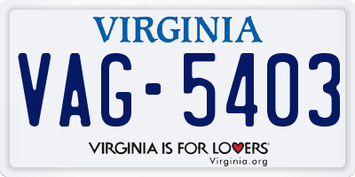 VA license plate VAG5403