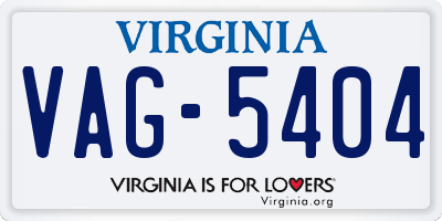 VA license plate VAG5404