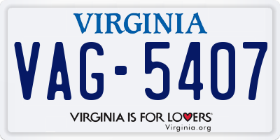 VA license plate VAG5407