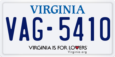 VA license plate VAG5410
