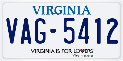 VA license plate VAG5412