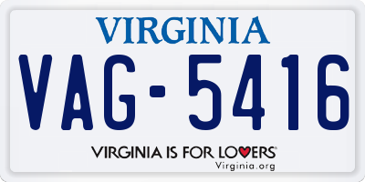 VA license plate VAG5416