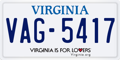 VA license plate VAG5417