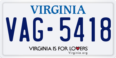 VA license plate VAG5418