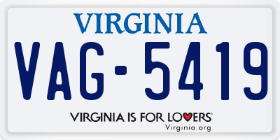 VA license plate VAG5419