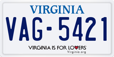 VA license plate VAG5421