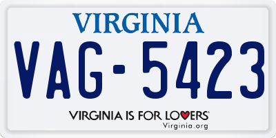 VA license plate VAG5423