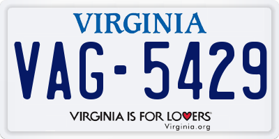 VA license plate VAG5429