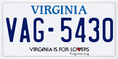 VA license plate VAG5430