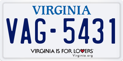 VA license plate VAG5431
