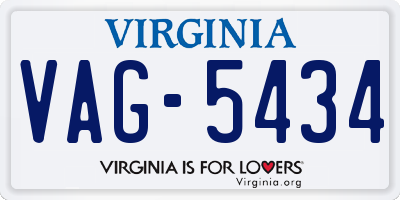 VA license plate VAG5434