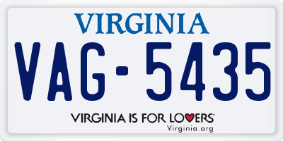 VA license plate VAG5435