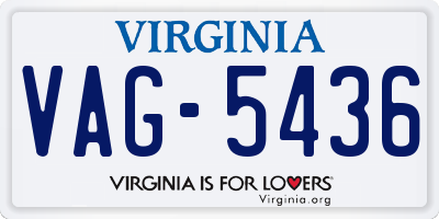 VA license plate VAG5436
