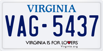 VA license plate VAG5437