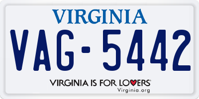 VA license plate VAG5442