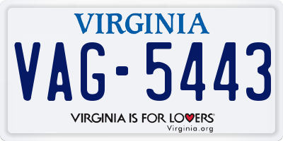 VA license plate VAG5443