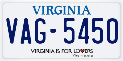 VA license plate VAG5450
