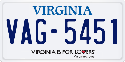 VA license plate VAG5451