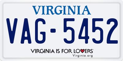 VA license plate VAG5452
