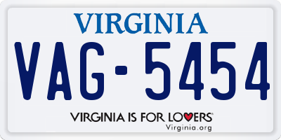 VA license plate VAG5454