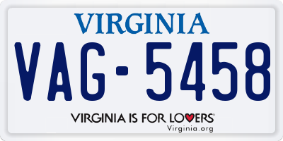 VA license plate VAG5458