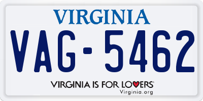 VA license plate VAG5462