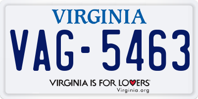 VA license plate VAG5463