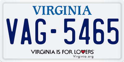VA license plate VAG5465
