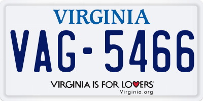 VA license plate VAG5466