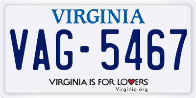 VA license plate VAG5467