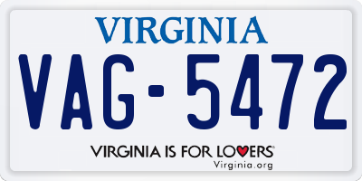VA license plate VAG5472