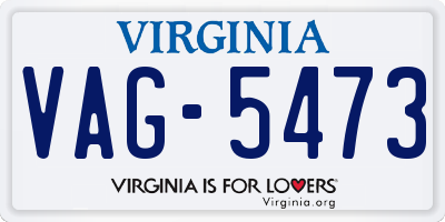 VA license plate VAG5473