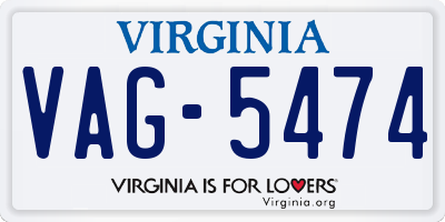 VA license plate VAG5474
