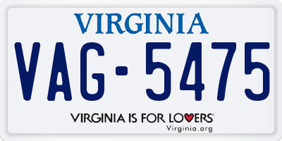 VA license plate VAG5475
