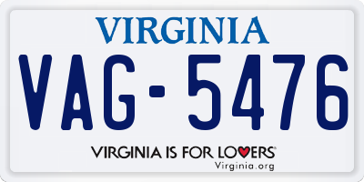 VA license plate VAG5476