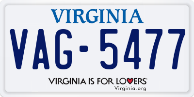 VA license plate VAG5477